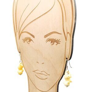 Vintage Cat-Shaped Yellow Dangle Earrings